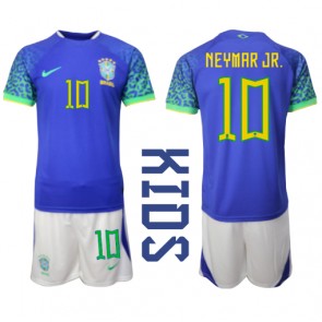 Brazylia Neymar Jr #10 Koszulka Wyjazdowych Dziecięca MŚ 2022 Krótki Rękaw (+ Krótkie spodenki)